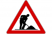 Road sign for construction work.