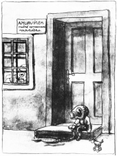 Kresba Josefa Skupy z roku 1923, na které se poprvé objevuje jméno Hurvínek.