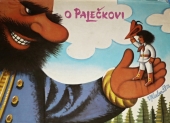 Plakát na představení O Palečkovi s Palečkem na dlani sedláka.
