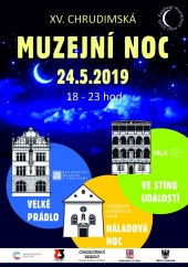 Plakát Muzejní noc 2019 se třemi chrudimskými muzei.