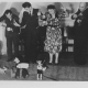 Improvizace na moskevském zájezdu, zleva Jan Ret, František Flajšhanz, Roman Rajman, Jiřina Skupová a Josef Skupa,zájezd do  Moskvy, 1949